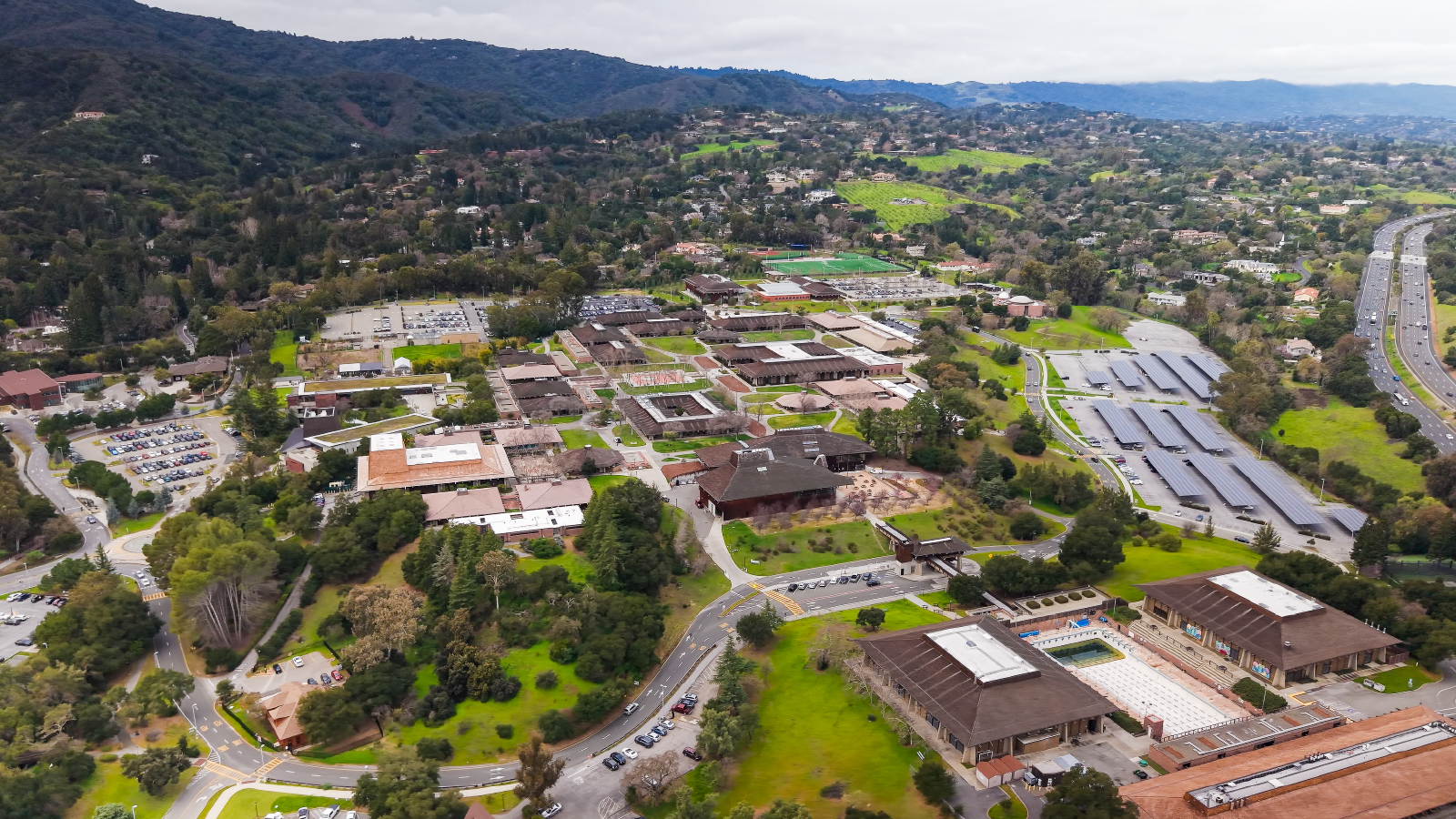 Foothill College campus dron view
