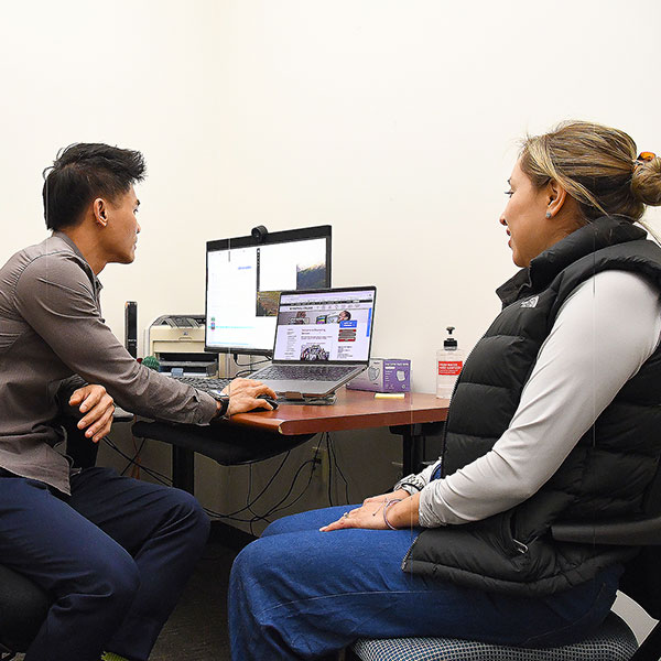 Counselor meeting with a student