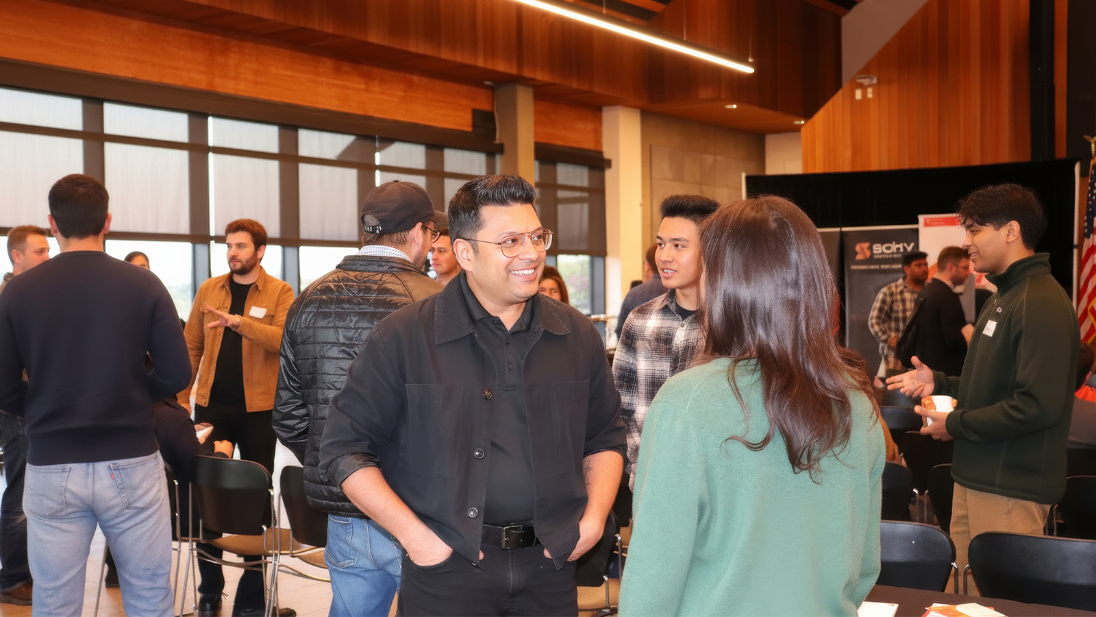 Diverse people networking