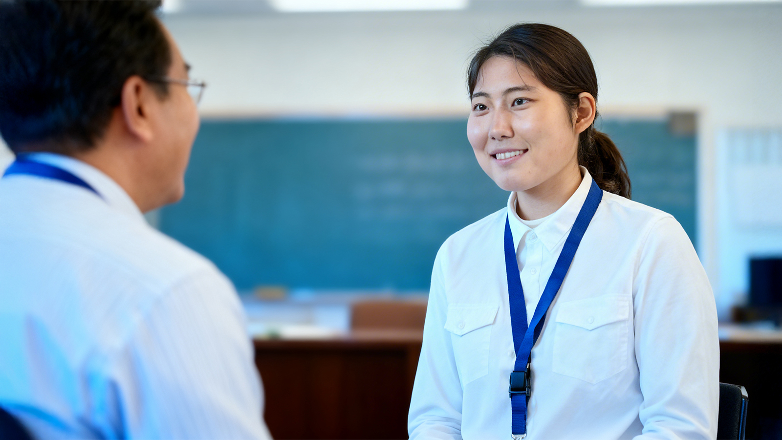 Student talking with a counselor