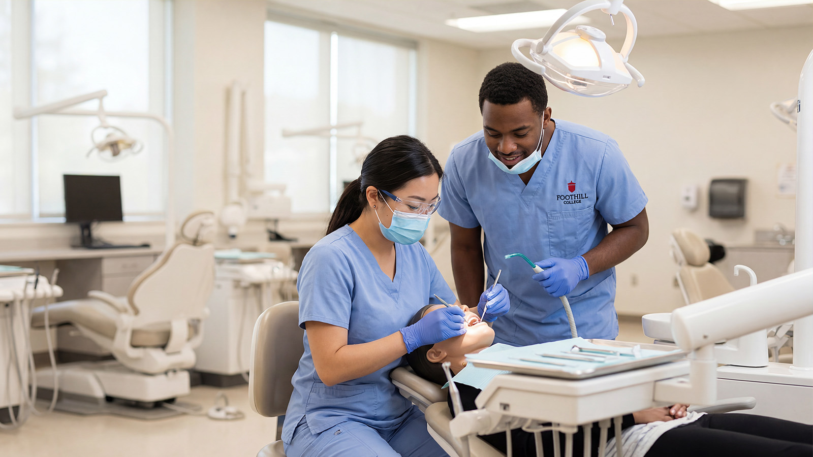 ental hygiene students perform hands-on patient care under supervision.