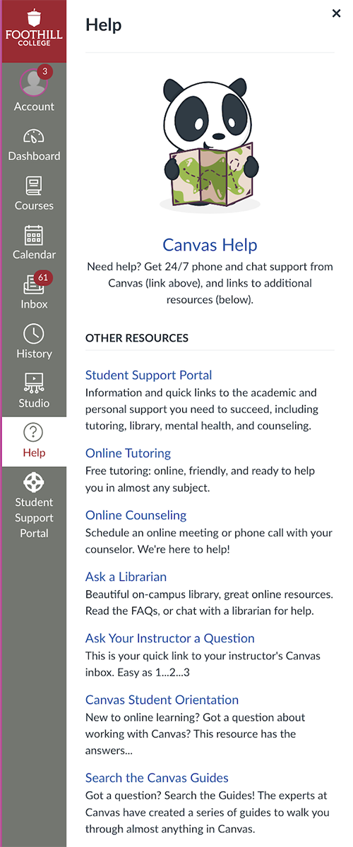 Canvas Help screenshot