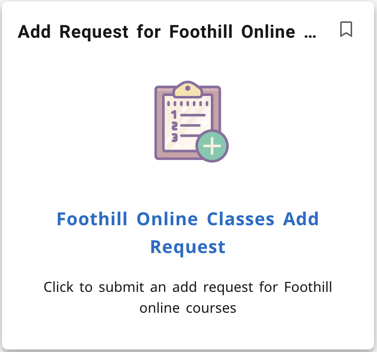 MyPortal Add Request for foothill online course 