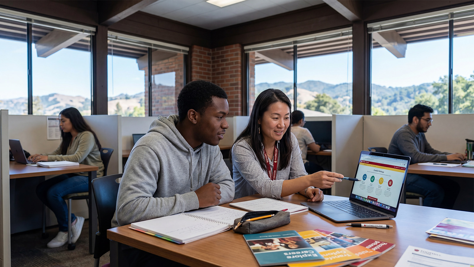Student receiving academic support and guidance.